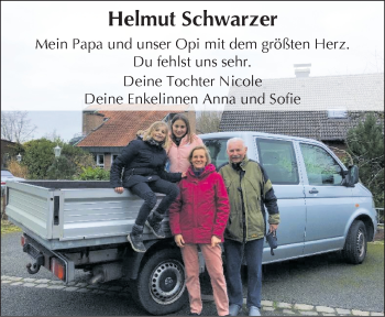 Anzeige von Helmut Schwarzer 