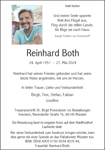 Anzeige von Reinhard Both 