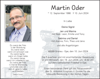 Anzeige von Martin Oder 