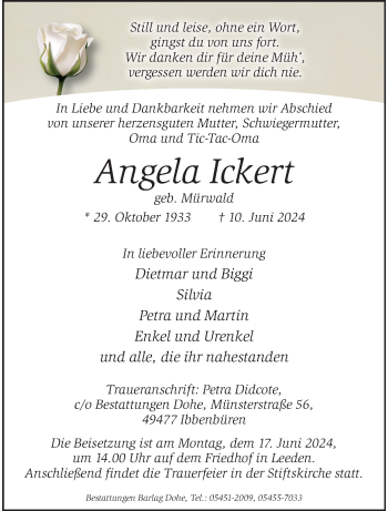 Anzeige von Angela Ickert 