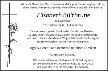 Anzeige von Elisabeth Bültbrune 