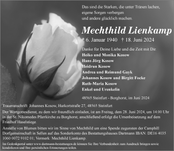 Anzeige von Mechthild Lienkamp 