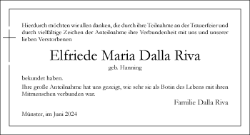 Anzeige von Elfriede Maria Dalla Riva 