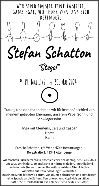 Anzeige von Stefan Schatton 