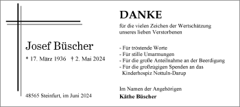 Anzeige von Josef Büscher 