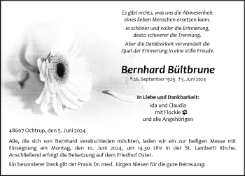 Anzeige von Bernhard Bültbrune 