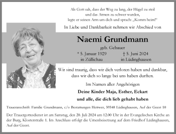 Anzeige von Naemi Grundmann 