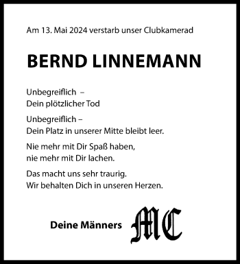 Anzeige von Bernd Linnemann 
