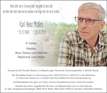 Anzeige von Karl-Heinz Möllers 