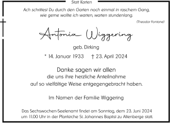 Anzeige von Antonia Wiggering 