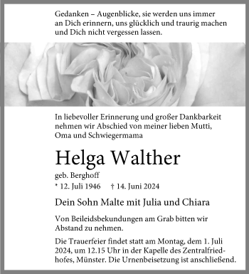 Anzeige von Helga Walther 