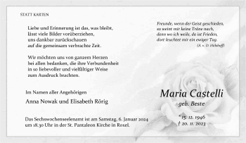 Anzeige von Maria Castelli 