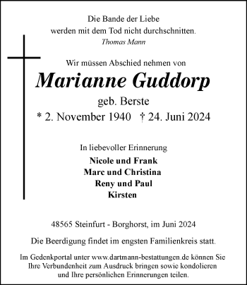 Anzeige von Marianne Guddorp 