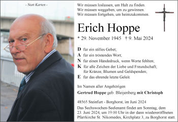 Anzeige von Erich Hoppe 