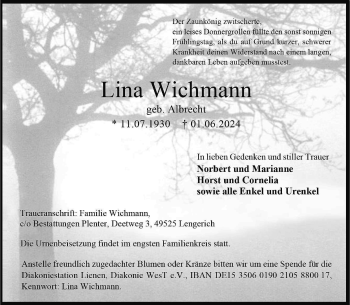 Anzeige von Lina Wichmann 