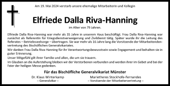Anzeige von Elfriede Maria Dalla Riva 