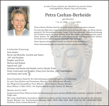 Anzeige von Petra Csehan-Berheide 