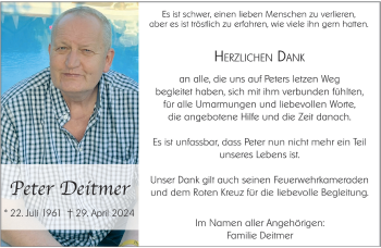Anzeige von Peter Deitmer 