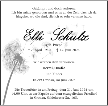 Anzeige von Elli Schulz 