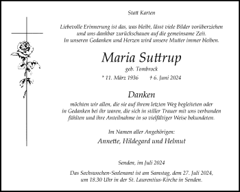 Anzeige von Maria Suttrup 