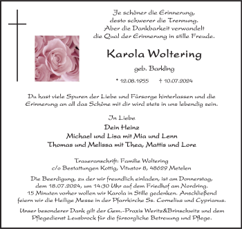 Anzeige von Karola Woltering 
