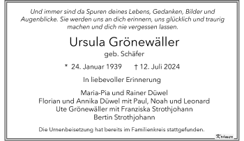 Anzeige von Ursula Grönewäller 