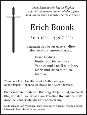 Anzeige von Erich Boonk 