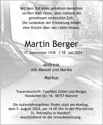 Anzeige von Martin Berger 