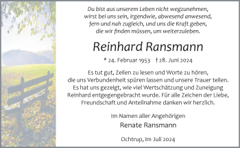 Anzeige von Reinhard Ransmann 