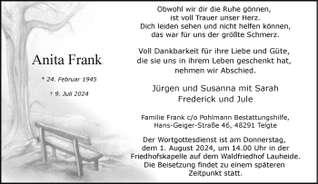 Anzeige von Anita Frank 