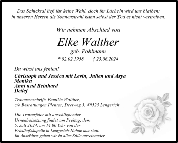 Anzeige von Elke Walther 