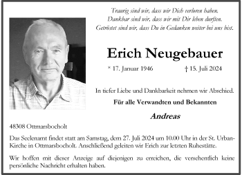 Anzeige von Erich Neugebauer 