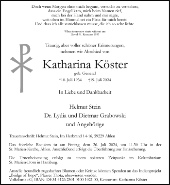 Anzeige von Katharina Köster 