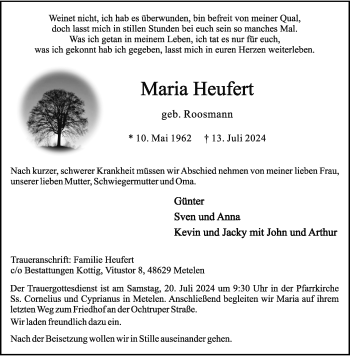 Anzeige von Maria Heufert 