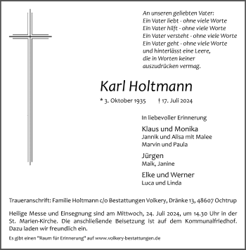 Anzeige von Karl Holtmann 
