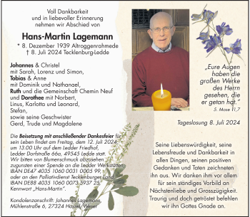 Anzeige von Hans-Martin Lagemann 