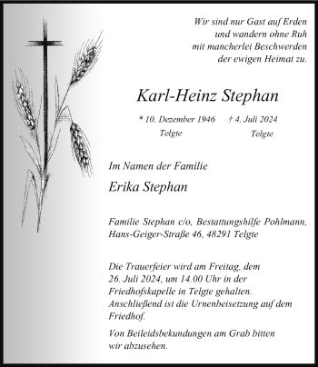 Anzeige von Karl-Heinz Stephan 
