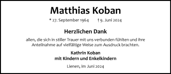 Anzeige von Matthias Koban 