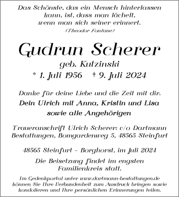 Anzeige von Gudrun Scherer 