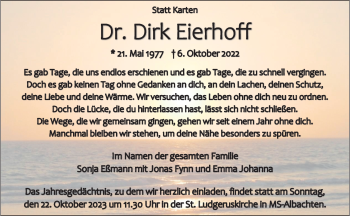 Anzeige von Dr. Dirk Eierhoff 