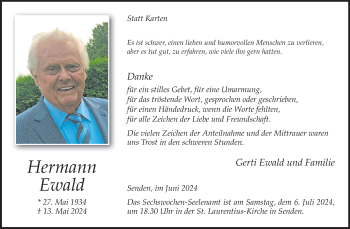 Anzeige von Hermann Ewald 