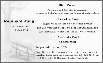 Anzeige von Reinhard Jung 