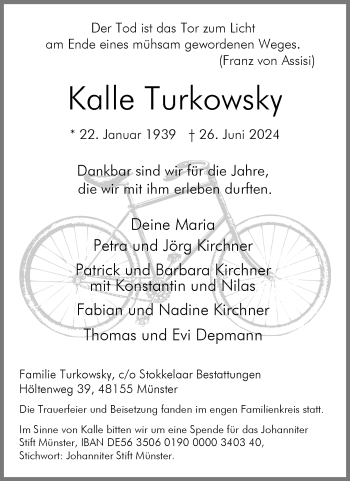 Anzeige von Kalle Turkowsky 