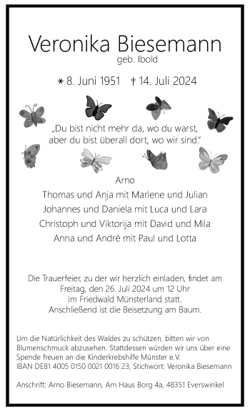Anzeige von Veronika Biesemann 