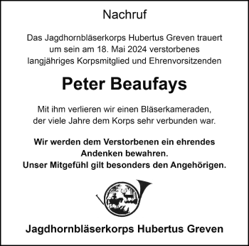 Anzeige von Peter Beaufays 