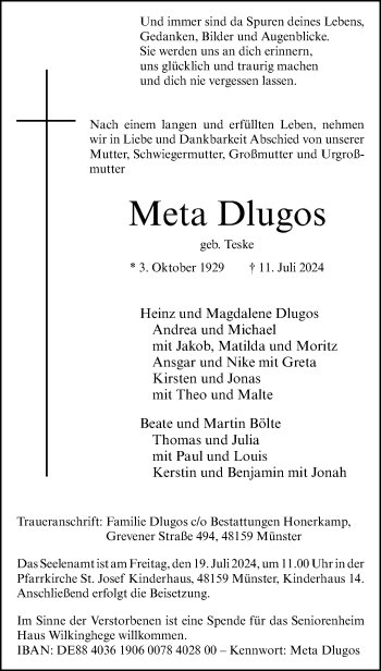 Anzeige von Mutte Mutter 