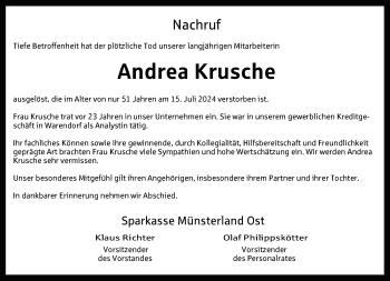 Anzeige von Andrea Krusche 