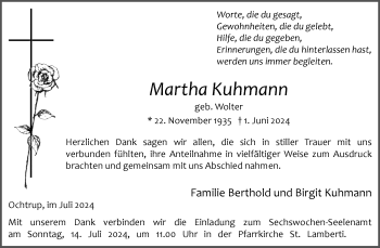 Anzeige von Martha Kuhmann 