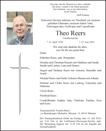 Anzeige von Theo Reers 