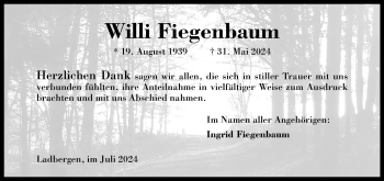 Anzeige von Willi Fiegenbaum 